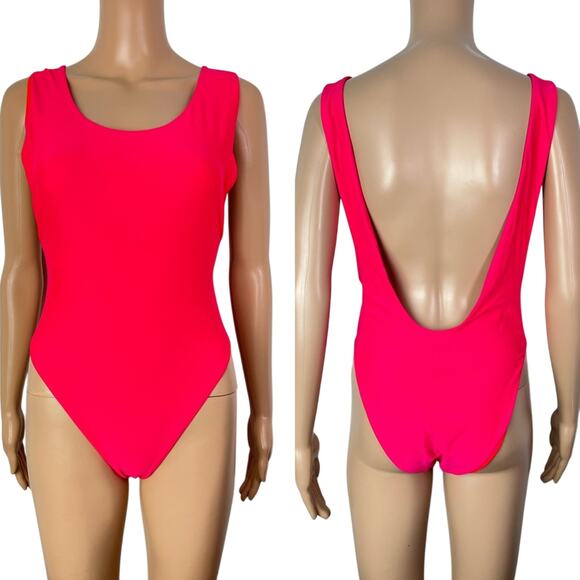 Aerie Super Scoop Pink Plunging Back One Piece Swimsuit - Picture 1 of 11